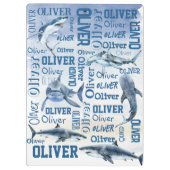 Personalisierte Jungen mit Hai-Collage Klemmbrett (Rückseite)