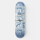 Personalisierte Jungen mit Hai-Collage Skateboard (Vorderseite)
