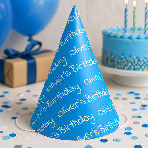 Personalisierte Jungen-Name Geburtstags- Blaue Par Partyhütchen