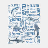 Personalisierte Jungen nennen Decken mit Haie (Vorderseite)