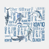 Personalisierte Jungen nennen Decken mit Haie (Vorderseite (Horizontal))