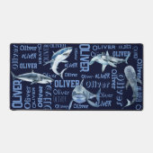 Personalisierte Jungen nennen Haie-Collage Schreibtischunterlage (Vorderseite)