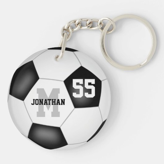 personalisierte Jungen nennen Jersey-Nummer-Fußbal Schlüsselanhänger (Rückseite)