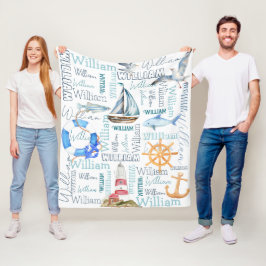 Personalisierte Jungen nennen Segel Fleecedecke