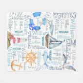 Personalisierte Jungen nennen Segel Fleecedecke (Vorderseite (Horizontal))