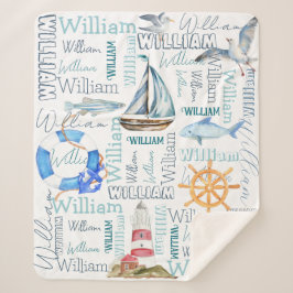 Personalisierte Jungen nennen Segel Sherpadecke