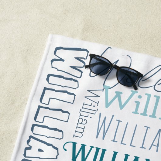 Personalisierte Jungen nennen Segel Strandtuch (Beispiel)