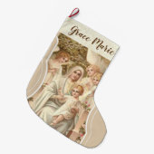 Personalisierte Jungfrau Mary mit Jesus u. Engeln Großer Weihnachtsstrumpf (Vorderansicht (hängend))