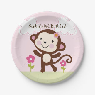 Personalisierte Jungle Girl Monkey Party Teller