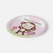 Personalisierte Jungle Girl Monkey Party Teller (Schrägansicht)