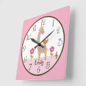 Personalisierte Jungle Jill Giraffe Kinderzimmer C Quadratische Wanduhr (Winkel)