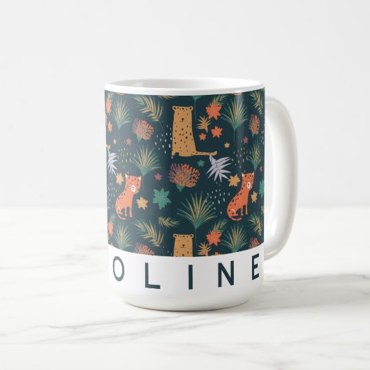 Personalisierte Jungle Leopard-Tasse | Custom Kids Kaffeetasse (VorderseiteRechts)