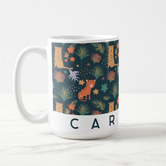 Personalisierte Jungle Leopard-Tasse | Custom Kids Kaffeetasse (Links)