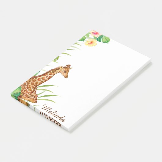 Personalisierte Jungle Safari Giraffe Postleitzahl Post-it Klebezettel (angewinkelt)