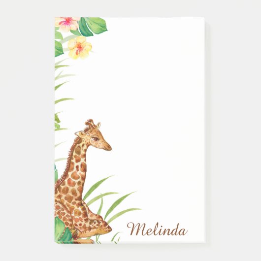 Personalisierte Jungle Safari Giraffe Postleitzahl Post-it Klebezettel (Vorderseite)