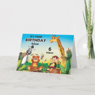Personalisierte Jungle Safari Kindergeburtstagsfei Karte