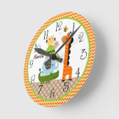 Personalisierte Jungle Stack Tiere Kinderzimmer Uh Runde Wanduhr (Winkel)