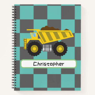 Personalisierte Jungs Dump Truck Kids School Notizblock