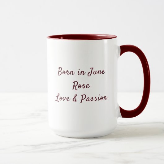 Personalisierte Juni-Geburtsblume Rose Benutzernam Tasse (Rechts)