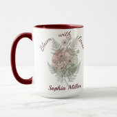 Personalisierte Juni-Geburtsblume Rose Benutzernam Tasse (Links)