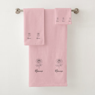 Personalisierte Juni Rose Geburtstag Blume Geschen Badhandtuch Set
