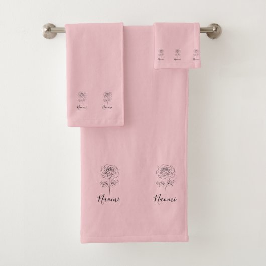Personalisierte Juni Rose Geburtstag Blume Geschen Badhandtuch Set (Insitu)
