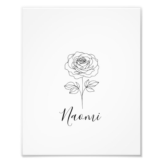 Personalisierte Juni Rose Geburtstag Blume Geschen Fotodruck (Vorne)