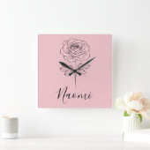 Personalisierte Juni Rose Geburtstag Blume Geschen Quadratische Wanduhr (Zuhause)