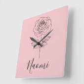 Personalisierte Juni Rose Geburtstag Blume Geschen Quadratische Wanduhr (Winkel)