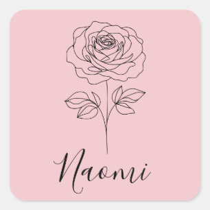 Personalisierte Juni Rose Geburtstag Blume Geschen Quadratischer Aufkleber