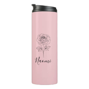 Personalisierte Juni Rose Geburtstag Blume Geschen Thermosbecher