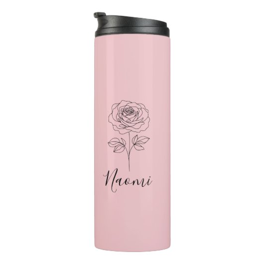 Personalisierte Juni Rose Geburtstag Blume Geschen Thermosbecher (Nach rechts gedreht)