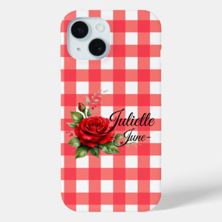 Personalisierte Juni-Rosen-Gingham-Handyhülle Case-Mate iPhone Hülle