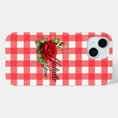 Personalisierte Juni-Rosen-Gingham-Handyhülle Case-Mate iPhone Hülle (Rückseite (Horizontal))