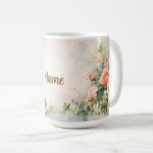 Personalisierte Junigeburtsblume Rose und Geißblat Kaffeetasse (VorderseiteRechts)