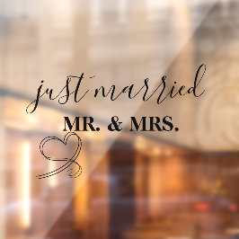 Personalisierte 'Just Married' Fensterfolie für Au Fensteraufkleber