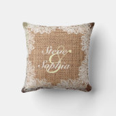 Personalisierte Jutefaser-Leinwand und Spitze Kissen (Rückseite)