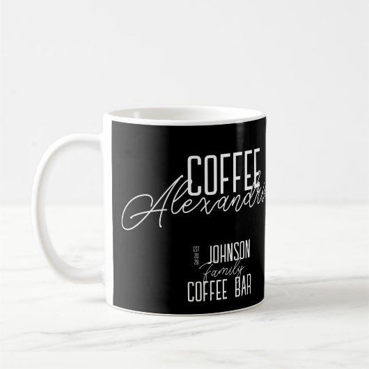 Personalisierte Kaffee-Bar Schwarz und Weiß Kaffeetasse (Links)