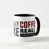 Personalisierte Kaffee-Tasse mit lustiger Großtypo Tasse (VorderseiteRechts)