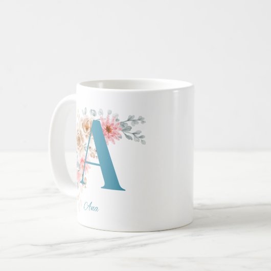 Personalisierte Kaffee-Tasse mit Name & Alphabet A Kaffeetasse (Vorderseite Links)