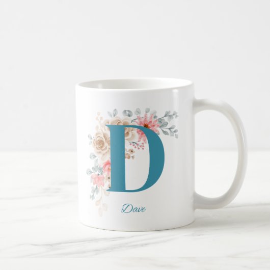 Personalisierte Kaffee-Tasse mit Name & Alphabet D Kaffeetasse (Rechts)