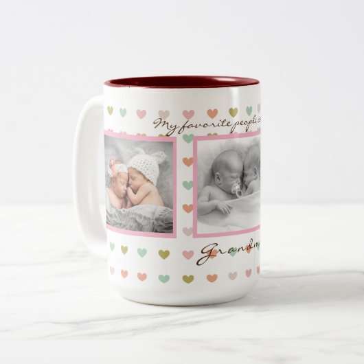 Personalisierte Kaffee-Tassen für Großmutter Zweifarbige Tasse (Vorderseite Links)