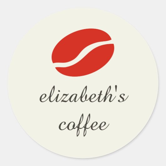 Personalisierte Kaffeebohne Runder Aufkleber (Vorderseite)