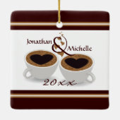 Personalisierte Kaffeekuchen Couple in der Liebe W Keramikornament (Rückseite)