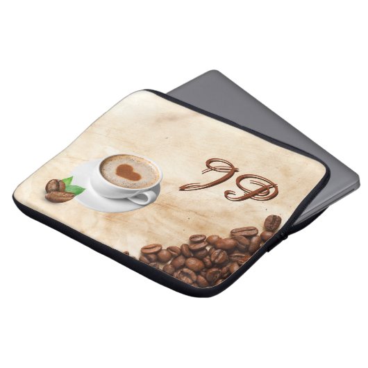 Personalisierte Kaffeelaptop-Hülle mit Initialen Laptopschutzhülle (Vorne Oben)