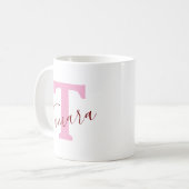 Personalisierte Kaffeetasse mit rosa Monogramm | B (Vorderseite Links)