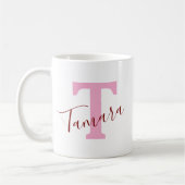 Personalisierte Kaffeetasse mit rosa Monogramm | B (Links)