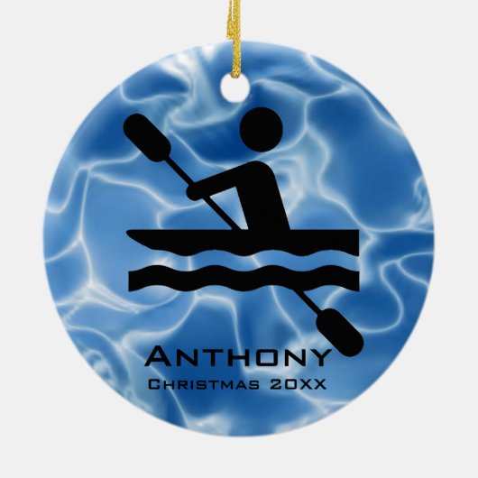 Personalisierte Kajakschmuck Keramik Ornament (Hinten)