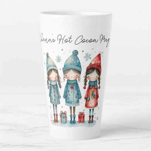Personalisierte Kakao-Tasse mit Winterkindern Milchtasse (Vorderseite)