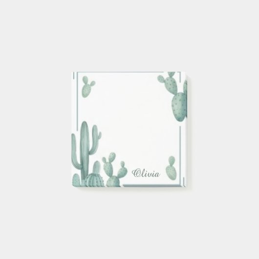 Personalisierte Kaktus-Aquarell-Haftnotizen Post-it Klebezettel (Vorderseite)